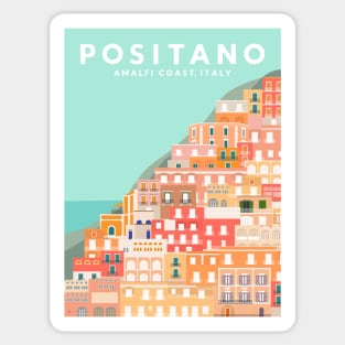 Positano, Amalfi Coast, Italy Travel Poster Sticker